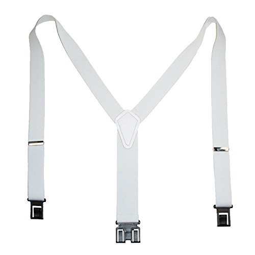 Perry Suspenders Mens Elastic Hook End 1 1/2 Inch Suspenders (Tall Available), Regular, White