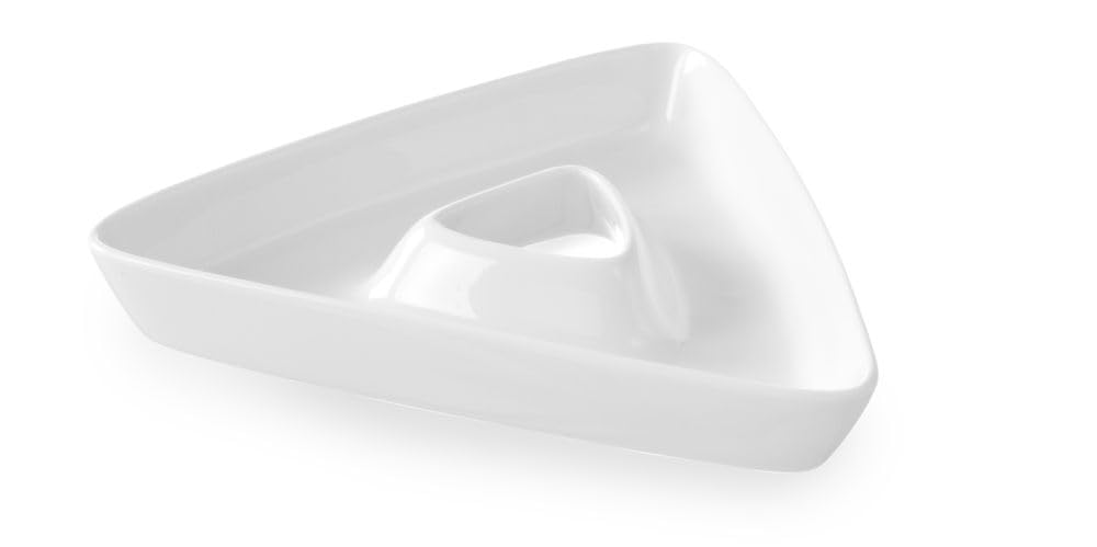 HENDI 785614 Olive Bowl, Triangle, high Impact and wear Resistance, Serving Bowls, Dessert Bowl, Snack Bowl, Bowl, 176x161x27mm, White Porcelain