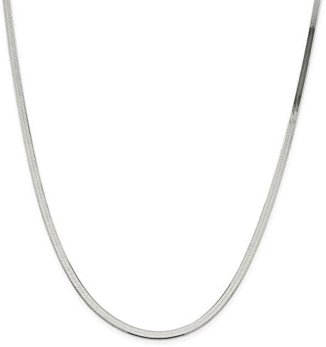 925 Sterling Silver 3.2mm Polished Herringbone Chain Bracelet 7"