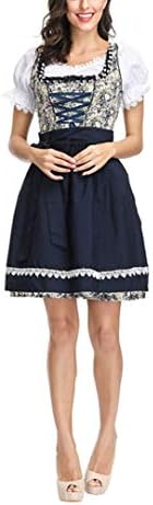Womens German Dirndl Dress Black Dress Costume for Bavarian Oktoberfest Carnival Halloween