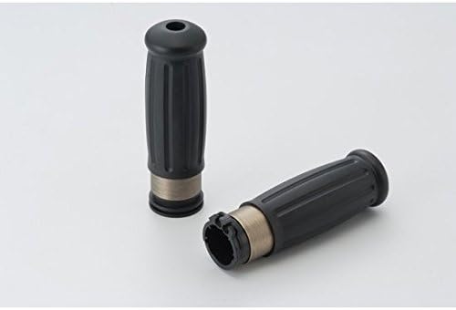 Black Old School Rubber Grips with Brass Band for 1" Custom & HD handlebars 1996 2013