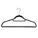 Juvale 50 Pack Black Velvet Hangers - Non Slip Hangers with Rose Gold Hooks and Accessory Bar - Thin Hangers - Non Slip Hangers, Black, 17.5 x 9.2 x 0.2 Inches