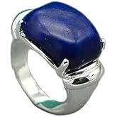 Melhill Lapis Lazuli Cocktail Ring Gold Plated Statement Jewelry for Women Size 7