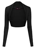 Doublju Womens Long Sleeve Ruched Bolero Shrug Open Cardigan