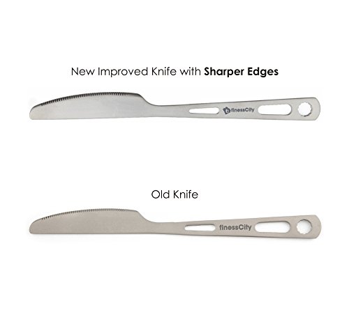 [- Titanium Utility Cutlery Set Extra Strong Ultra Lightweight (Ti), Healthy & Eco-Friendly 3 P