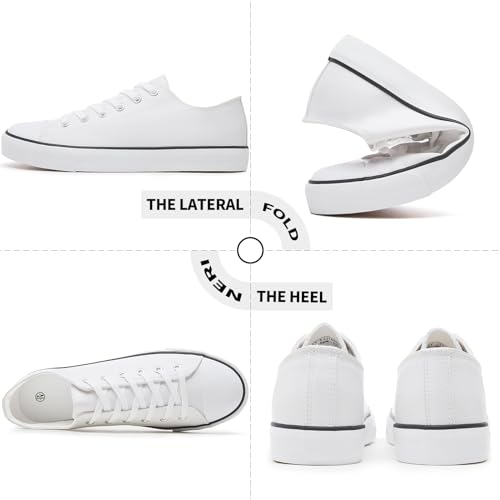 YAGEYAN MENS LOW TOP SHOES FASHION CLASSIC SNEAKERS WITH LEATHER FOR MENS BLACK WALKING SHOES(WHITE11)