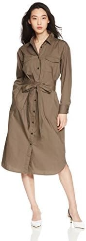 Amazon Co Jp イマージュ サッシュベルト付きシャツワンピース Rw 5261 レディース モカ 日本 L 日本サイズl相当 服 ファッション小物