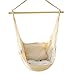 EverKing Hanging Rope Hammock Chair Porch Swing Seat, Large Hammock Net Chair Swing, Cotton Rope Porch Chair for Indoor, Outdoor, Garden, Patio, Porch, Yard - 2 Seat Cushions Included (White) primary