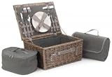 Red Hamper Grey Tweed Wicker Picnic Basket for 2 with Cooler & Blanket view 3