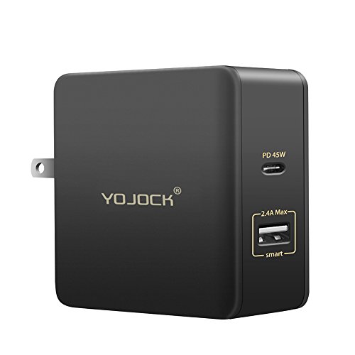 USB C Charger with 45W Power Delivery USB-C and 5V 2.4A Port 57W USB Wall Charger for MacBook, iPhone Xs Max/XR/ 8 Plus, Samsung Galaxy S9/S8/Note8, Dell XPS, HP Spectre X360 and More