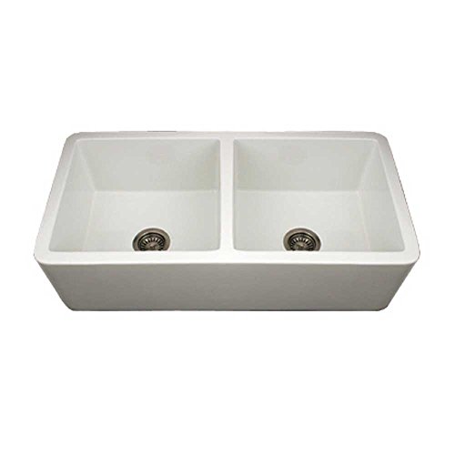 Whitehaus WH3719-WH Duet 36 3/4-Inch Reversible Fireclay Sink with Smooth Front Apron Whitehaus WH3719-WH Duet 36 3/4-Inch Reversible Fireclay Sink with Smooth Front Apron