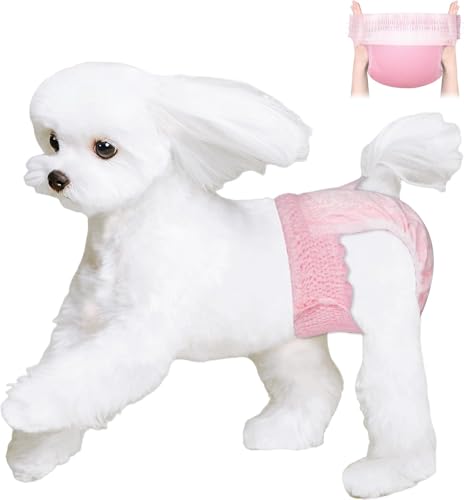 LBOYLOVE® Dog Diapers Female, 10 PCS Strong Absorbency Leak Proof Doggie Diapers for Female Dog, Just Pull It Up, for Dogs in Heat, Elderly, Disabled, Pup (S)