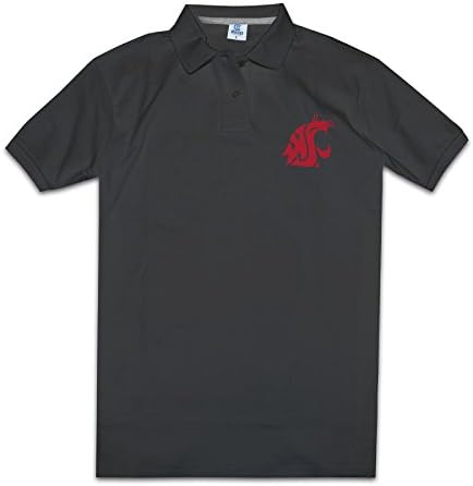 Men Washington State Cougars Short Sleeve Pique Polo Shirts Black Size XL