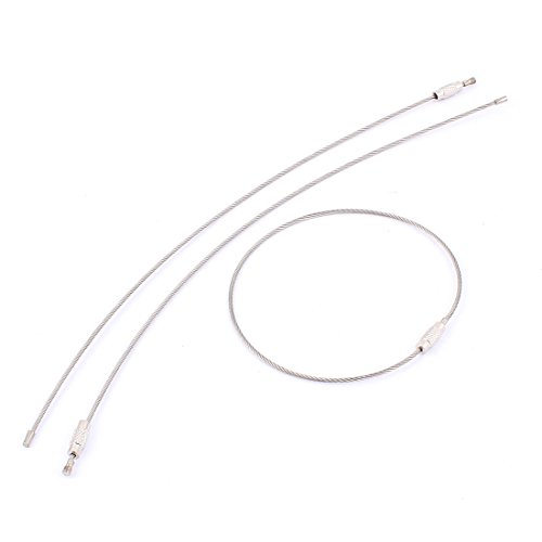 uxcell Stainless Steel Outdoor Camping Keychain Cable Rings 1.5x300mm 3Pcs