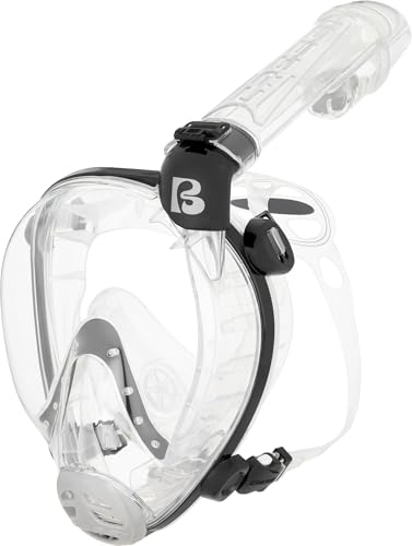 CRESSI Since 1946 - Prince Full Face Mask - Dry Full Face Mask Snorkel, 180° Vision, Safe CO2, 100% Silicone, Anti-fog, Side Tube, Adjustable Straps