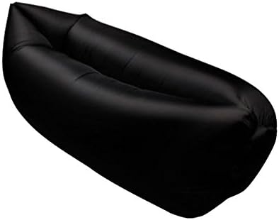 Trumpo Inflate Portable Lazy Lounger Sleeping Bag, Outdoor Indoor Air Sleep Sofa Laybag Couch Bed, Nylon Waterproof Collapsible, Beanbag for Lounging, Summer Camping, Beach, Fishing (Black)