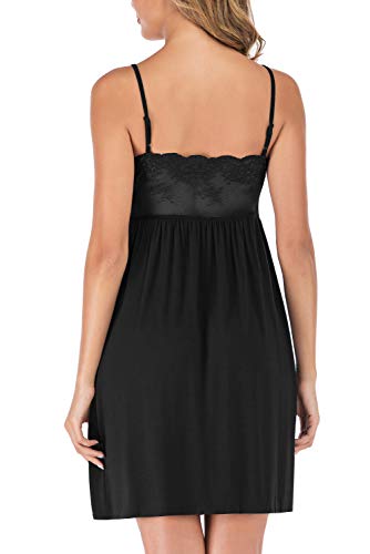 EVELIFE-Camicia-da-Notte-Donna-Babydoll-Scollo-a-V-Senza-Maniche-Sottoveste-in-Pizzo-Biancheria-da-Notte-Vestaglia-con-Spalline-Regolabili
