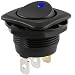 NTE Electronics 54-645-B Round Hole Illuminated Rocker Switch, Square Bezel, SPST Circuit, ON-None-Off Action, Nylon Blue LED Actuator, 0.187" Quick Connect Terminals, 20A, 12V primary