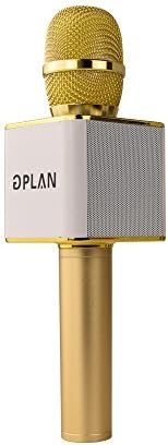 GPLAN Wireless Karaoke Microphone Magic Handheld Karaoke Bluetooth Stereo Speaker Karaoke Mic Machine Music Player for Home KTV Singing Kids Training Support USB Disk (Gold)