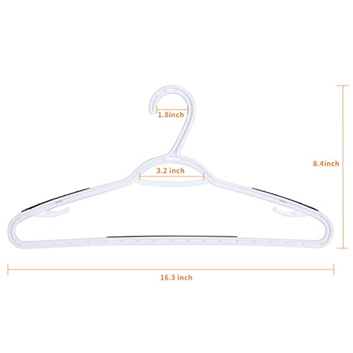 TIMMY Plastic Hangers 40 Pack Heavy Duty Clothes Hangers with Built-in Grip Non-Slip Pads Space Saving Super Lightweight Organizer for Closet Wardrobe,Perfect for Blouses Shirts and More(White&Grey) - Thumbnail 3