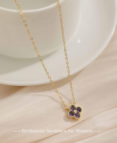 FUNEIA Necklace Women Gold Chain Birthstone Women 18k Adjustable Four Leaf Clover Emerald Diamond Gold Necklace Jewelry Gifts For Wife Mom Girlfriend Anniversary Valentine's Day Rega