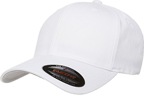 Flexfit/Yupoong 5001 V-Flexfit Cotton Twill Hat Cap (Small/Medium, White)