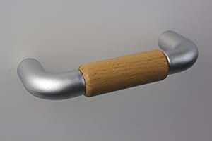 Tirador para mueble o armario (metal cromado mate y madera de roble, 64