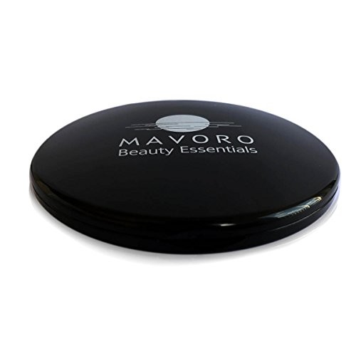 Magnifying Compact Mirror - 10X Magnification Mirror and 1X Mirror - 4 inch Diameter, Compact Mirror for Purses by Mavoro Beauty Essentials (Black)