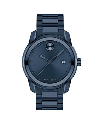 Movado Bold Verso Men's Sport Watch - Swiss Quartz Movement, Stainless Steel Link Bracelet - 5 ATM Water Resistance - Luxury Fashion Timepiece for Him - 42mm