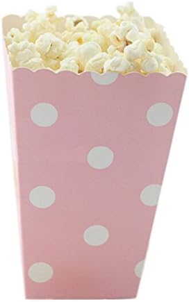 SeasonC 12PCS Polka Dot Popcorn Boxes Party Supplies PINK(Boxes Only)