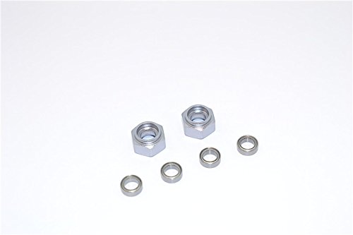 Tamiya DT-03 Upgrade Parts Aluminium Front Wheel Hex Adapter With Bearing - 2Pcs Set Gray Silver