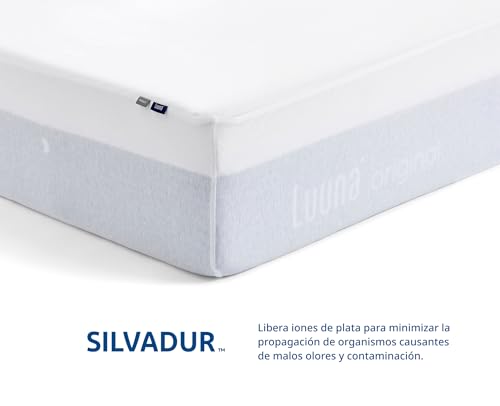 Luuna Protector de Colchón Liso, Cubrecolchón Impermeable, Protector Colchón Individual, Color Blanco