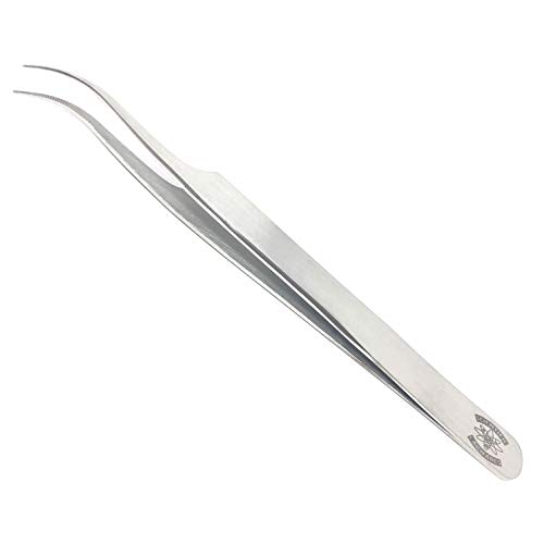 Scientific Labwares High Precision Stainless Steel Lab Forceps with Curved Very Fine Tips - Thumbnail 2