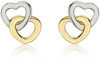 14K White &amp; Yellow Gold Cross Heart Screwback Stud Earrings Girls Teens Jewelry Gift