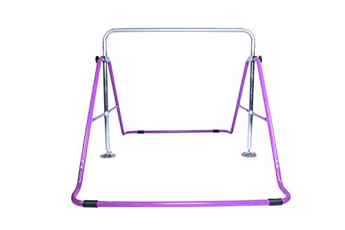 Athletic Bar Expandable Gymnastics Bar Horizontal Kip Bar Junior Training Adjustable Height Jungle Gym Children Folding Training Monkey Bars Climbing Tower Playground Balance Bar Gymnasts Purple - Thumbnail 3