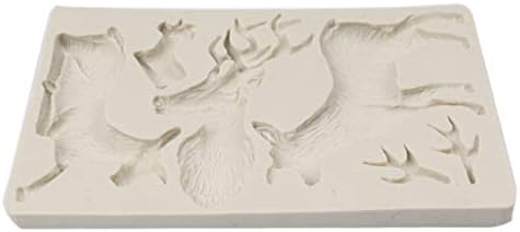 UNWSTYU 3D Christmas Elk Fondant Cake Silicone Mould, Chocolate Candy Cake Decorating Baking Tools