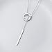 Long Necklace 925 Sterling Silver Adjustable Round Circle Y Shaped Lariat Necklace for Women, 22