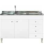 Mueble para fregadero de cocina, de 120 x 50 cm, con doble puerta