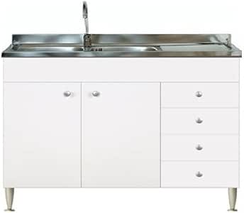 Mueble de cocina con 2 puertas y cajonera derecha, con fregadero