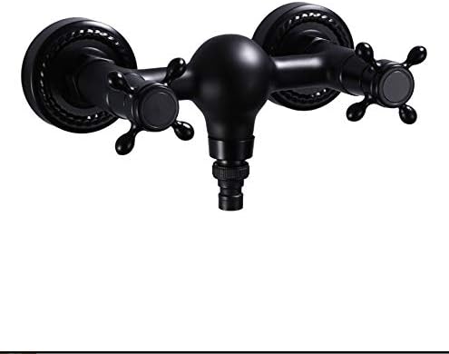 ROKTONG Faucet Black Retro Washing Machine Faucet All-Copper Wall Antique Balcony Hot And Cold Faucet
