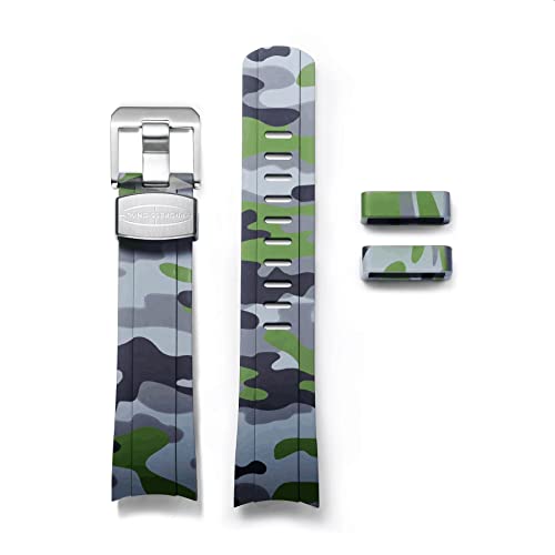 Crafter Blue CB05 CB10 Curved End Watch Band Quick Release Soft Rubber Strap Replacement for Seiko Skx Series SKX007, SKX009 and SKX011 and Sports 5 series: SRPD51K1, SRPD53k1, SRPD55K1 etc