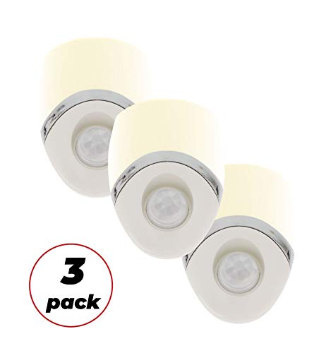 Amerelle Motion Sensor Night Light, 3 Pack - Plug In Motion Sensor Light Automatically Activated When Movement is Detected - LED Lights, Saves Energy, Wide Detection Zone - White Finish, 73092CC