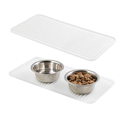 mDesign Premium Quality Pet Food and Water Bowl Feeding Mat 