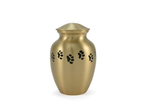 Near & Dear Pet Memorials Classic Brass Urn, 25 Cubic Inch, Black Paw Prints