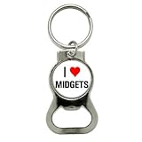 Graphics and More I Love Heart Midgets - Bottle Cap Opener Keychain Ring