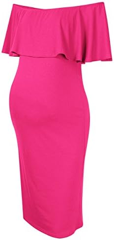 Coolmee Women's Maternity Dress Off Shoulder Casual Maxi Dress