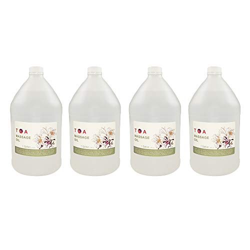 TOA Supply Mineral Oil Body Spa Massage for Therapists Unscented Gallon Bottle (4 Gallons)