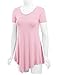 MBJ WT638 Short Sleeve Shirts for Womens Tops Casual V-Neck Summer Clothes Asymmetrical Tunic Blouses XXL Pink