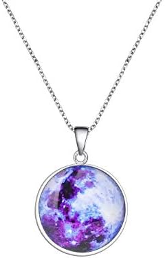 Rack Jack Mini Glow in the Dark Moon Pendant Glass Alloy 19mm Necklace for Unisex