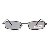 SA106 Small Mens Rectangular Metal Rim Classic Color Lens Sunglasses Brown Black